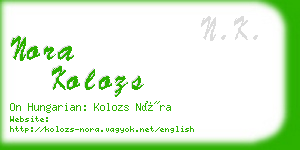 nora kolozs business card